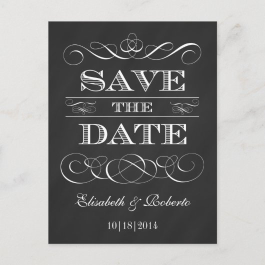 Sla de datum op Elegante  krijtbordstijl Aankondigingskaart (Voorkant)