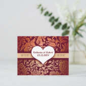 Sla de datum op Elegante rode briefkaarten (Staand voorkant)