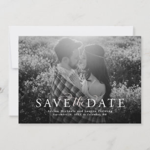 Sla de datum op elegante roze fotokaart save the date