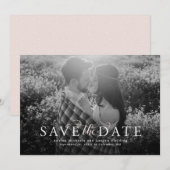 Sla de datum op elegante roze fotokaart save the date (Voorkant / Achterkant)