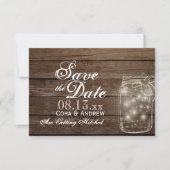 Sla de datum op - Elegante Rustieke Mason Jar Lich Kaart (Voorkant)