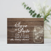 Sla de datum op - Elegante Rustieke Mason Jar Lich Kaart (Staand voorkant)