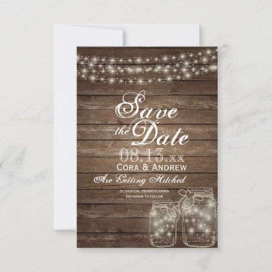 Sla de datum op Elegante Rustieke Metselaars Potla Kaart (Voorkant)