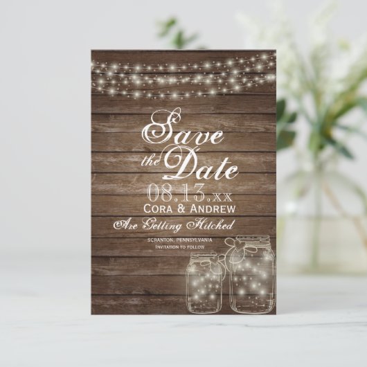 Sla de datum op Elegante Rustieke Metselpot Lichte Kaart (Staand voorkant)