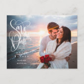 Sla de datum op Elegante script foto Briefkaart (Voorkant)