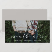Sla de datum op elegante script horizontale fotoka save the date (Voorkant / Achterkant)