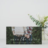 Sla de datum op elegante script horizontale fotoka save the date (Staand voorkant)