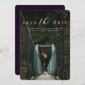 Sla de datum op elegante script verticale fotocard save the date (Voorkant / Achterkant)