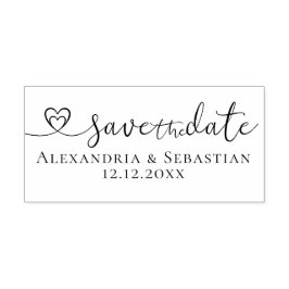 Sla de datum op Elegante scroll harttekst Rubberstempel