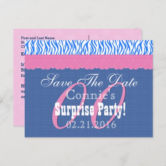 Sla de datum op elk jaar Verrassing Verjaardag Bla Aankondigingskaart (Voorkant / Achterkant)