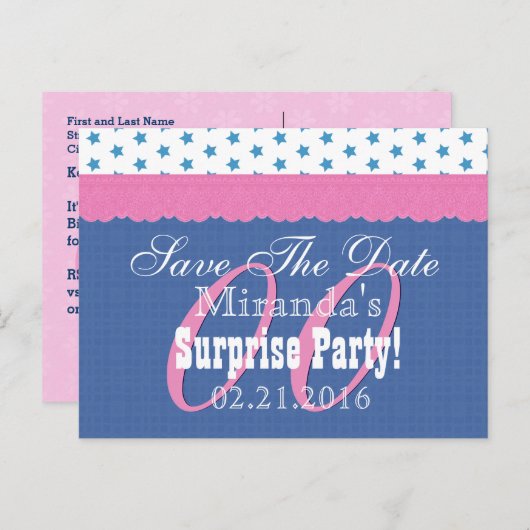 Sla de datum op elk jaar Verrassing Verjaardag Bla Aankondigingskaart (Voorkant / Achterkant)