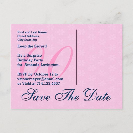 Sla de datum op elk jaar Verrassing Verjaardag Bla Aankondigingskaart (Achterkant)