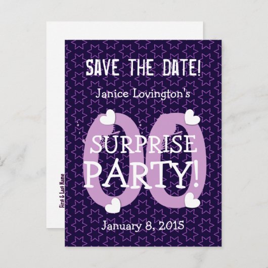 Sla de datum op elk jaar Verrassing Verjaardag S00 Aankondigingskaart (Voorkant / Achterkant)