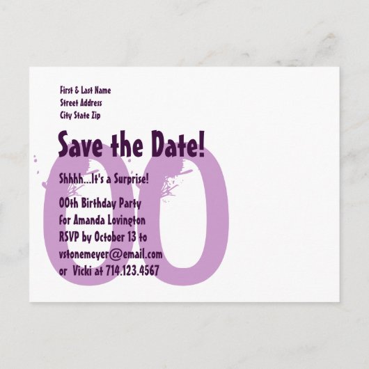 Sla de datum op elk jaar Verrassing Verjaardag S00 Aankondigingskaart (Achterkant)