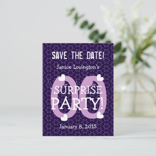 Sla de datum op elk jaar Verrassing Verjaardag S00 Aankondigingskaart (Staand voorkant)