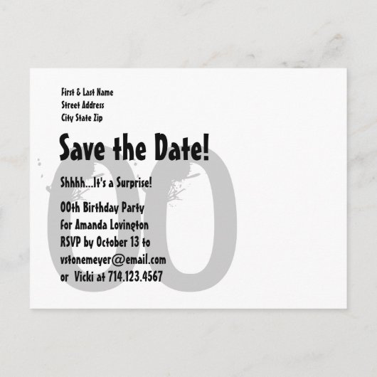 Sla de datum op elk jaar Verrassing Verjaardag Z00 Aankondigingskaart (Achterkant)