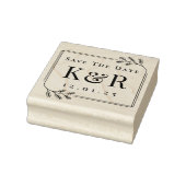Sla de datum op esdoorn frame wintertrouw monogram rubberstempel (Stempel)