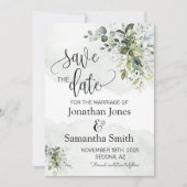 Sla de datum op Eucalyptus groen stof waterverf Kaart (Voorkant)