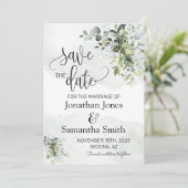 Sla de datum op Eucalyptus groen stof waterverf Kaart (Staand voorkant)