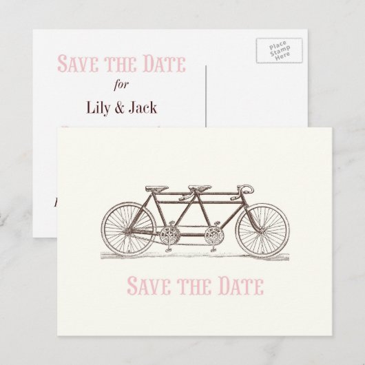 Sla de datum op Fiets gebouwd voor twee Aankondigingskaart (Voorkant / Achterkant)