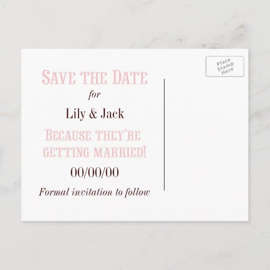 Sla de datum op Fiets gebouwd voor twee Aankondigingskaart (Achterkant)