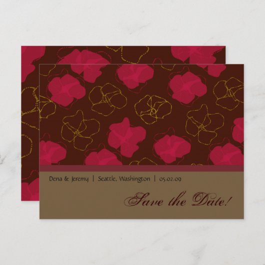 Sla de datum op Floral Design Aankondigingskaart (Voorkant / Achterkant)