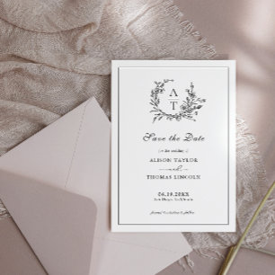 Sla de datum op Formal Crest Zwart-wit Kaart