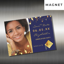 Sla de datum op foto afstudeerfeest blauwe magneet