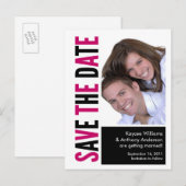 Sla de datum op Foto BRIEFKAART Roze & Zwart (Voorkant / Achterkant)