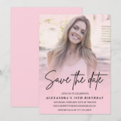 Sla de datum op Foto Gradiënt Blush Roze 30e Kaart (Voorkant / Achterkant)