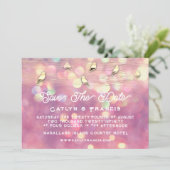 Sla de datum op foto landelijk huisje goud roze vo kaart (Staand voorkant)