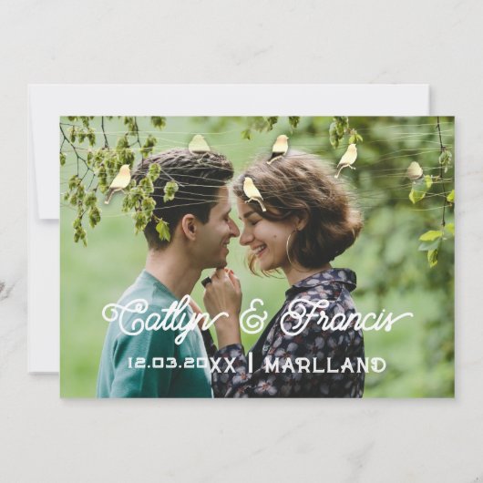 Sla de datum op foto landelijk huisje goud roze vo kaart (Achterkant)