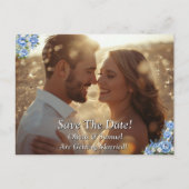 Sla de datum op - Foto met Blue Peony Aankondigingskaart (Voorkant)