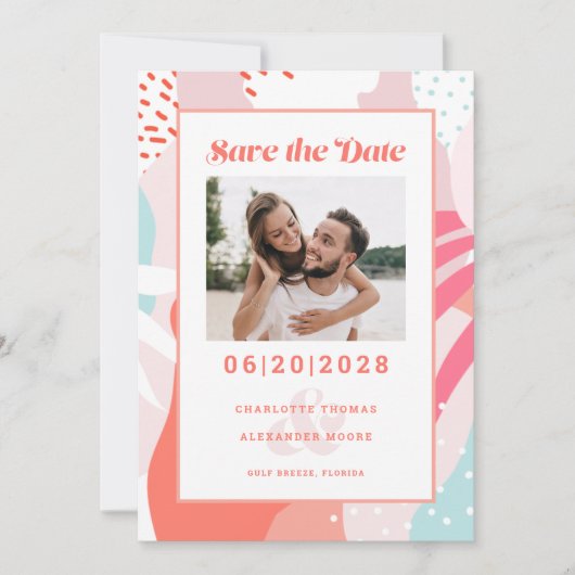 Sla de datum op foto | Modern geometrisch patroon Save The Date (Voorkant)