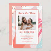 Sla de datum op foto | Modern geometrisch patroon Save The Date (Voorkant / Achterkant)