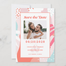 Sla de datum op foto | Modern geometrisch patroon Save The Date