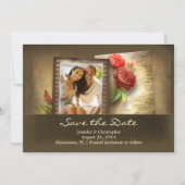 Sla de datum op  foto rustieke uitnodigingen (Voorkant)