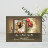 Sla de datum op  foto rustieke uitnodigingen (Staand voorkant)