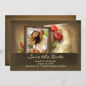 Sla de datum op  foto rustieke uitnodigingen (Voorkant / Achterkant)