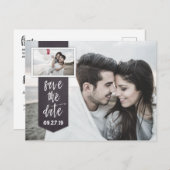 Sla de datum op Foto schoolbord Rustieke bruiloft Aankondigingskaart (Voorkant / Achterkant)