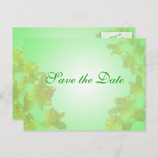 sla de datum op, gele tulpenbloemen aankondigingskaart (Voorkant / Achterkant)