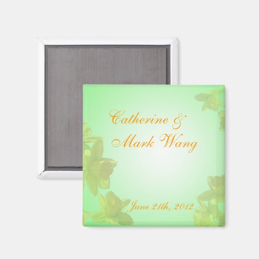 sla de datum op, gele tulpenbloemen magneet (Voorkant / Achterkant)