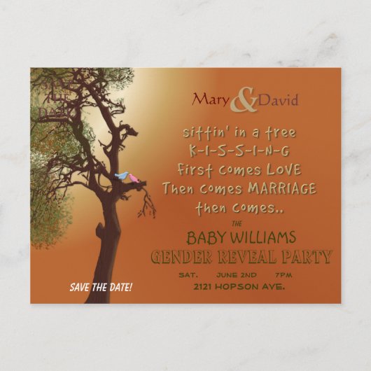 Sla de datum op Gender Reveal Party Aankondigingskaart (Voorkant)