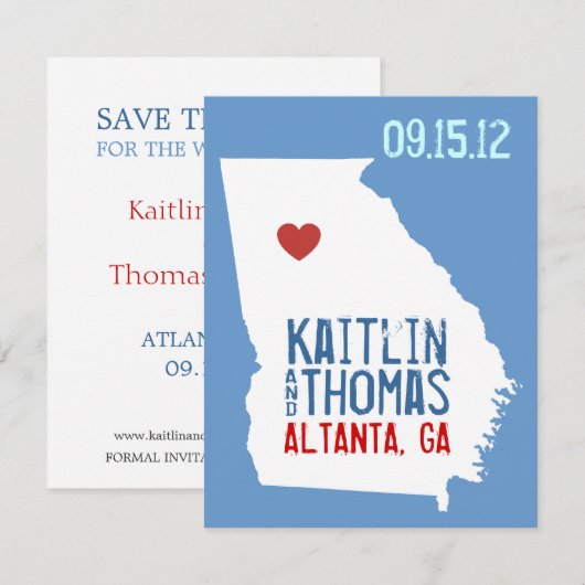 Sla de datum op - - Georgië Save The Date (Voorkant / Achterkant)