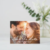 Sla de datum op, gepersonaliseerd met foto, tweezi aankondigingskaart (Staand voorkant)
