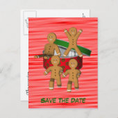 Sla de datum op Gingerbread Men Holiday Briefkaart (Voorkant / Achterkant)