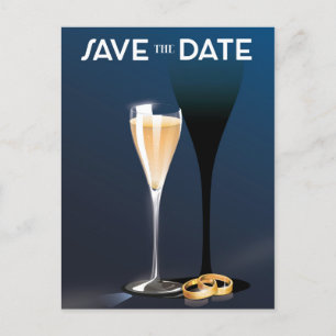 Sla de datum op glazen en gouden ringen briefkaart