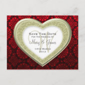 Sla de datum op Glitter Heart Gold Mod Lace Red Aankondigingskaart (Voorkant)