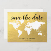 Sla de datum op Gold Chic Destination Wedding Aankondigingskaart (Voorkant / Achterkant)