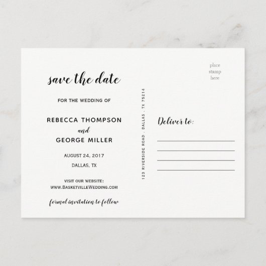 Sla de datum op Gold Chic Destination Wedding Aankondigingskaart (Achterkant)